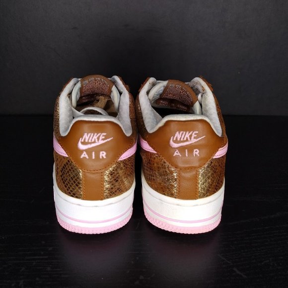 2006 Nike Air Force 1 Low Premium Snakeskin Women's Size 6.5 Hazelnut/Pink/White - Picture 4 of 6